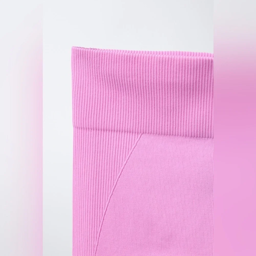 Zara Ski Collection Seamless Leggings NWT Girls Pink Ribbed Size 12 - 14 Large